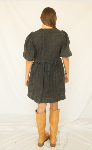 show it down babydoll denim mini dress