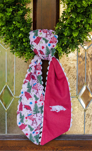 arkansas razorbacks cotton wreath scarf