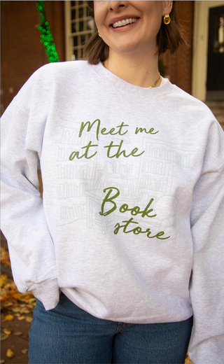 friday + saturday x jo johnson overby: meet me at the bookstore sweatshirt