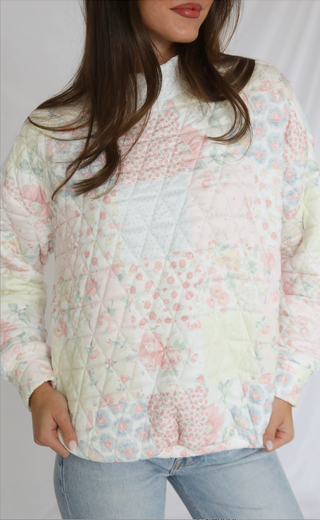 petal puff quilted mock neck
