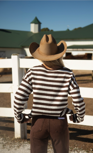 not a fool striped cardigan - brown