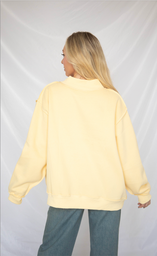 mother embroidered mock neck sweatshirt - butter yellow
