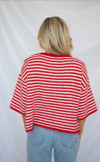 working on me striped cardigan