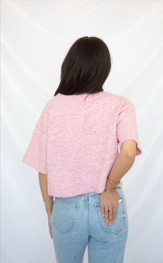 tell the truth short sleeve cardigan - pink
