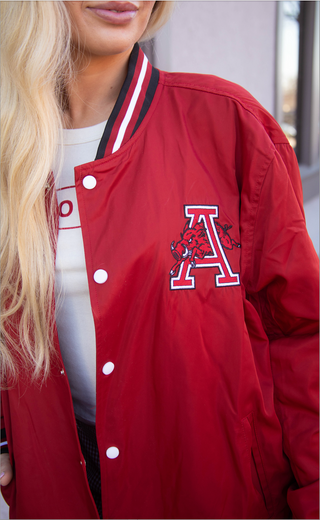 arkansas bomber jacket - razorback red