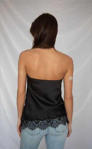where've you been lace top - black