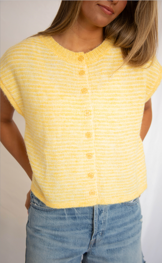 for my whole life sleeveless cardigan - yellow