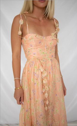 astr: halcyon dress - peach floral