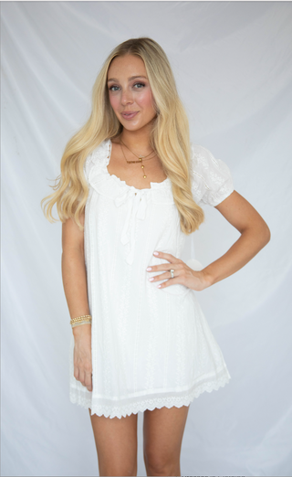 babydoll fit dress ASOS DESIGN cotton lace trim long sleeve babydoll mini dress in ecru