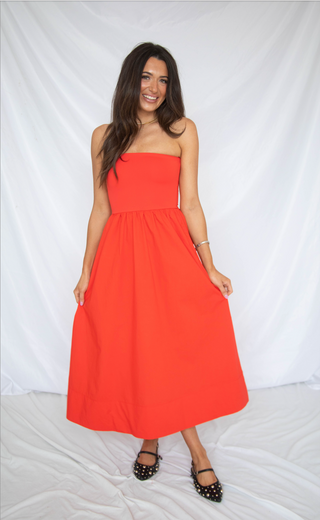 red strapless dress midi VELVET V-NECK PETAL STRAPLESS VELVET MIDI DRESS IN RED | CULT MIA