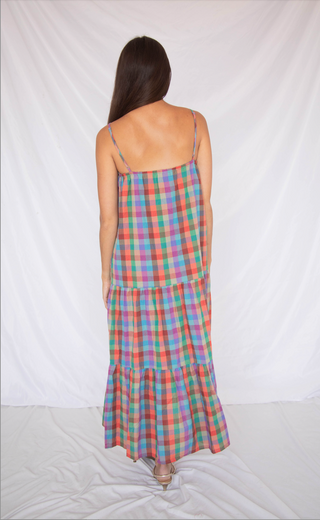 dancing around plaid maxi dress