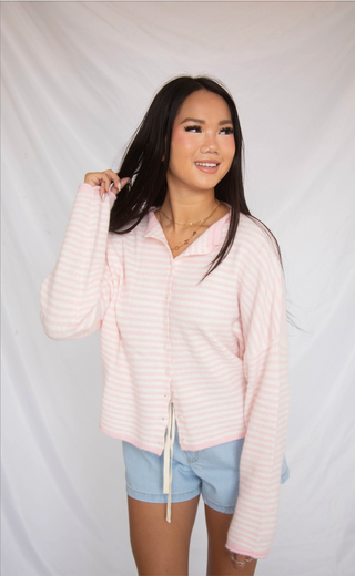 beat of your heart cardigan - pink stripe