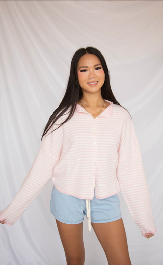 beat of your heart cardigan - pink stripe