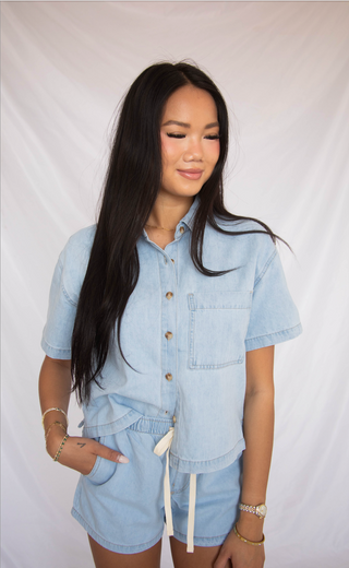 z supply: everyday denim button up - coastal water