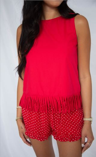 on the other side fringe hem top
