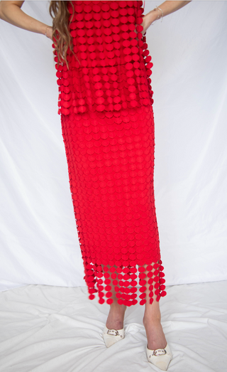all together red fringe set