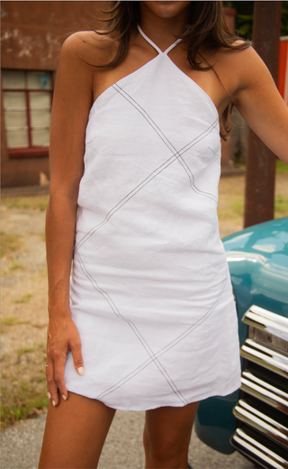 in the lines halter mini dress