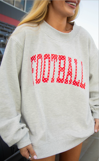 charlie southern: football polka dot mock neck - red