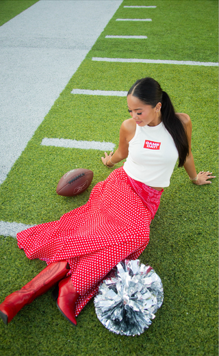 friday + saturday: gameday embroidered tank - red