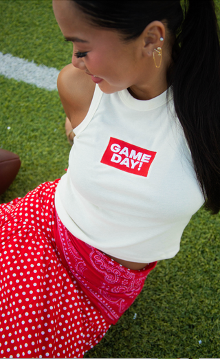 friday + saturday: gameday embroidered tank - red