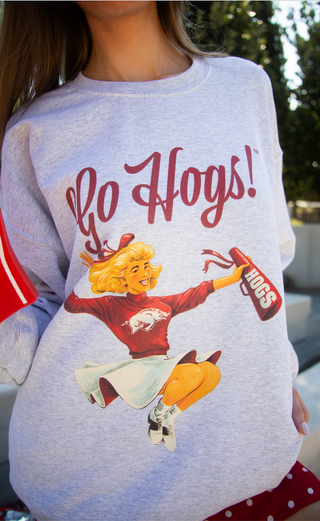 charlie southern: go hogs cheerleader sweatshirt