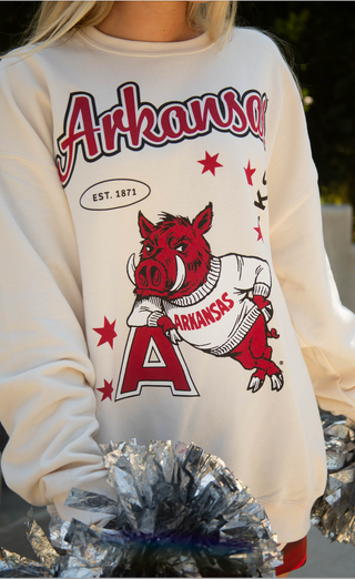 charlie southern: arkansas stars vault sweatshirt - cream