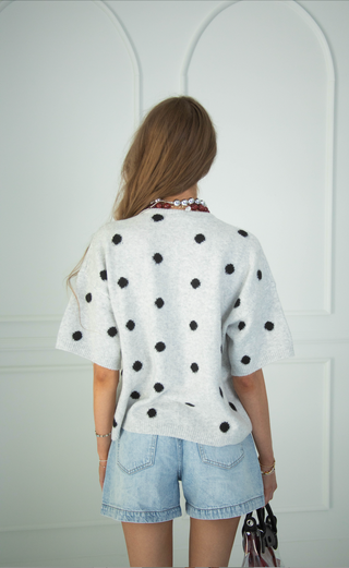 in the breeze dot cardigan - grey