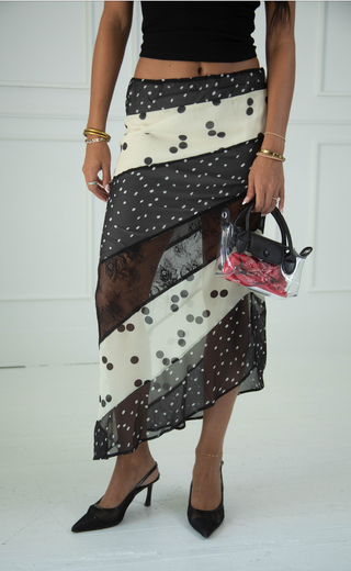lace to it polka dot maxi skirt