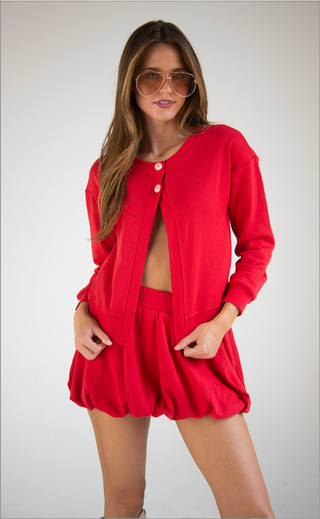 just enough cardigan - red