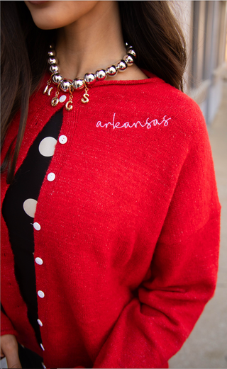 arkansas embroidered long sleeve cardigan