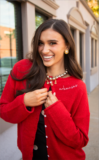 arkansas embroidered long sleeve cardigan