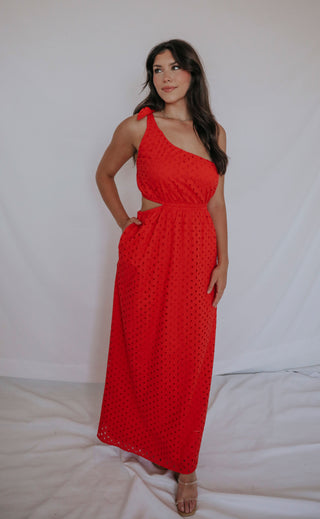 show me your mumu: take me out maxi dress - red eyelet