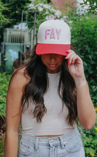 charlie southern: fay trucker hat - red/pink