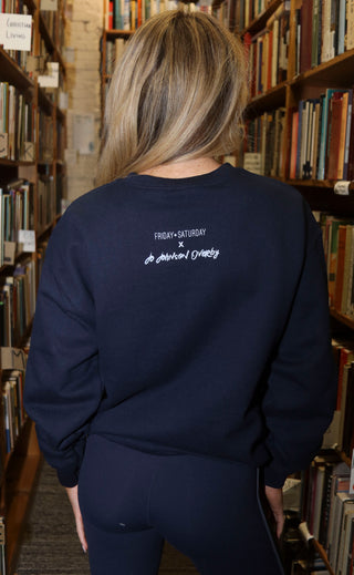 friday + saturday x jo johnson overby: open book sweatshirt