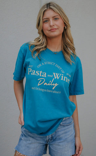 friday + saturday: pasta and wine t shirt
