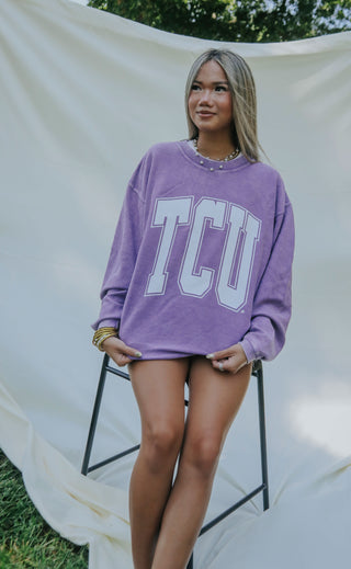 charlie southern: tcu collegiate corded sweatshirt - 2023