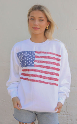 show me your mumu: staney sweatshirt - american flag graphic