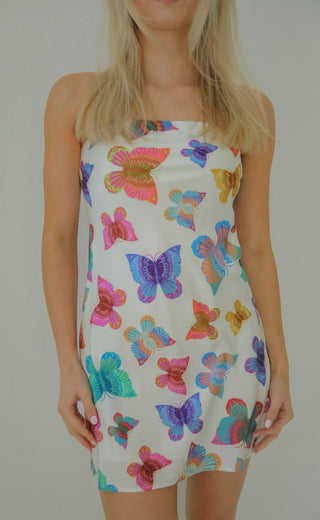 show me your mumu: taylor tube mini dress - rainbow butterflies