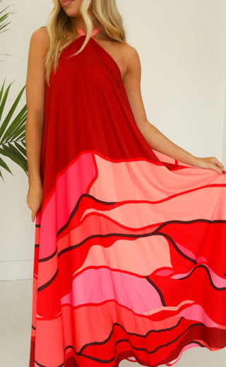 red wine sunset maxi dress