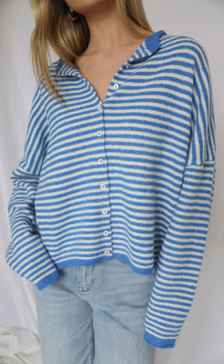 beat of your heart cardigan - blue stripe