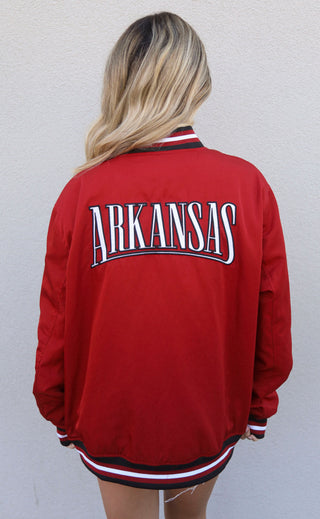 arkansas bomber jacket - razorback red