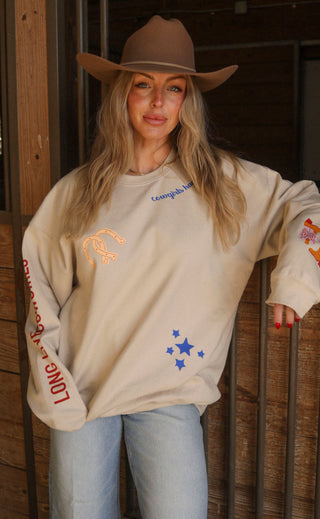 charlie southern: cowgirls patchwork sweatshirt