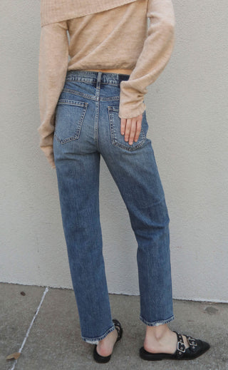 straight up stunner high rise straight denim