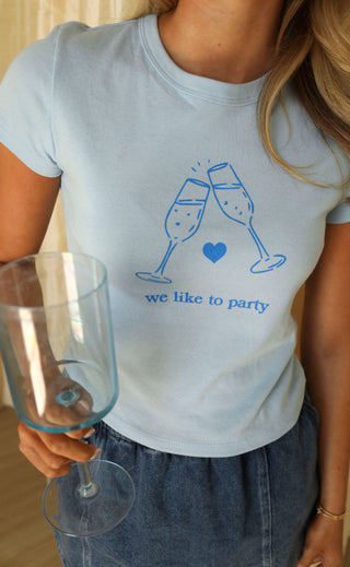 friday + saturday: we like to party baby tee