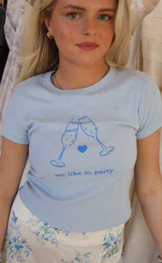 friday + saturday: we like to party baby tee