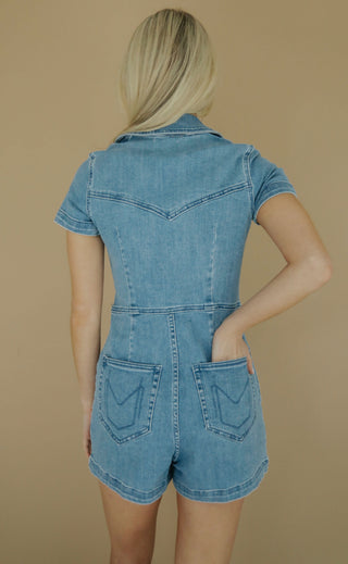show me your mumu: ranch romper - french blue