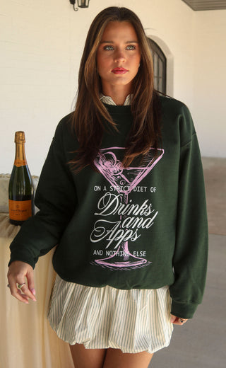 friday + saturday: drinks and apps sweatshirt