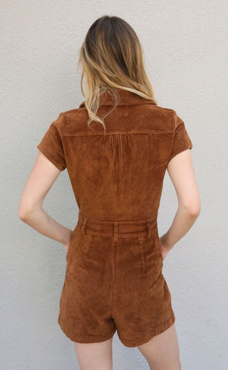 show me your mumu: outlaw romper - saddle brown