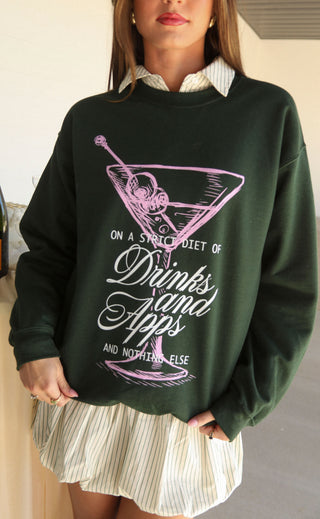 friday + saturday: drinks and apps sweatshirt