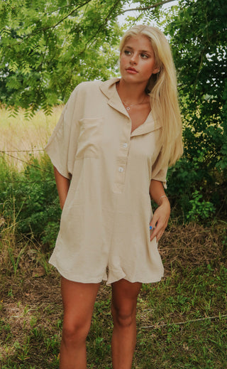 live forever romper - taupe